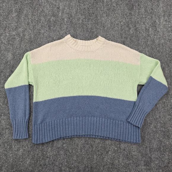 American Eagle Sweater Womens Small Striped Crewneck Pullover Knit Casual Preppy - Picture 1 of 16